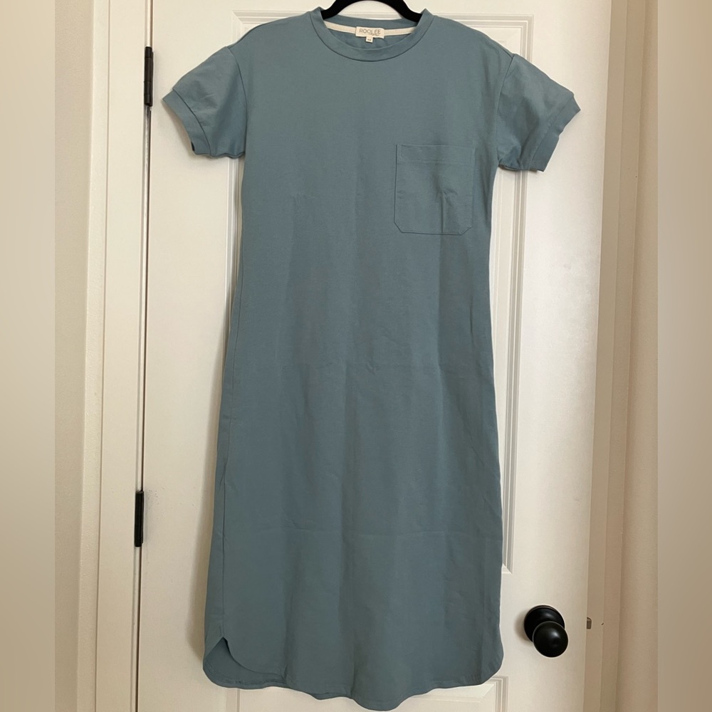 Dusty Blue Roolee MOM Betty T Shirt Dress • Nursing Access